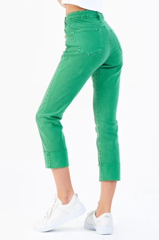  Blaire Cuffed  - Forrest Green Jean