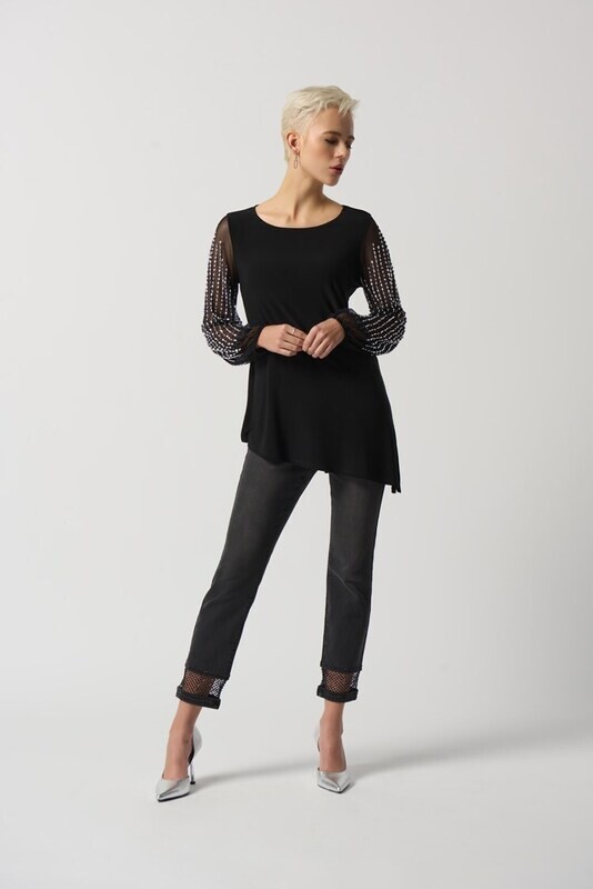 Black Top w/Crystals Down Sleeve