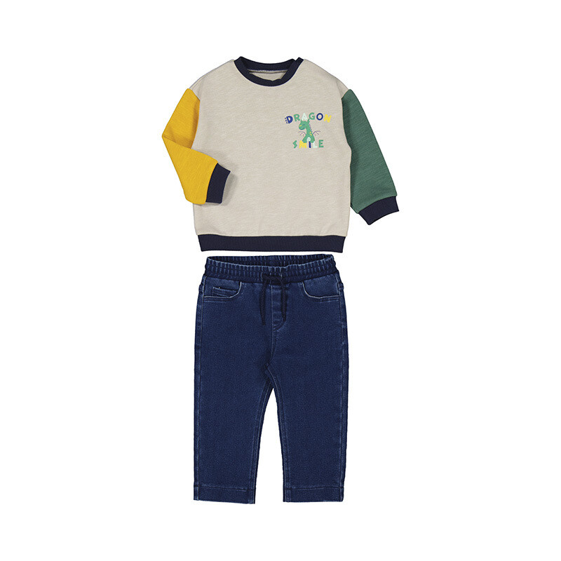 2 Pc Denim w/ Dragon Pant Set