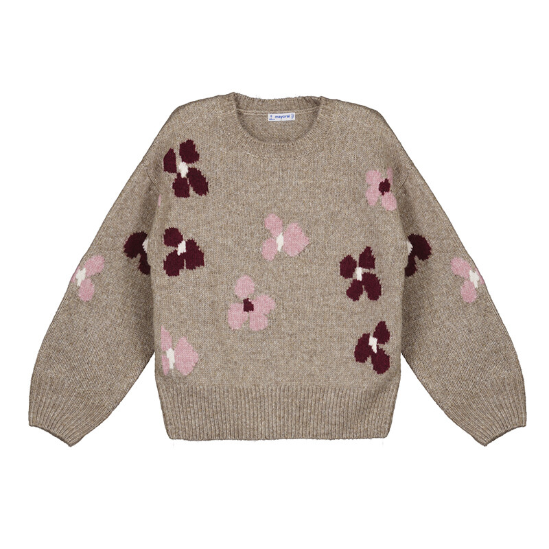 Chestnut Sweater w/ Flowers