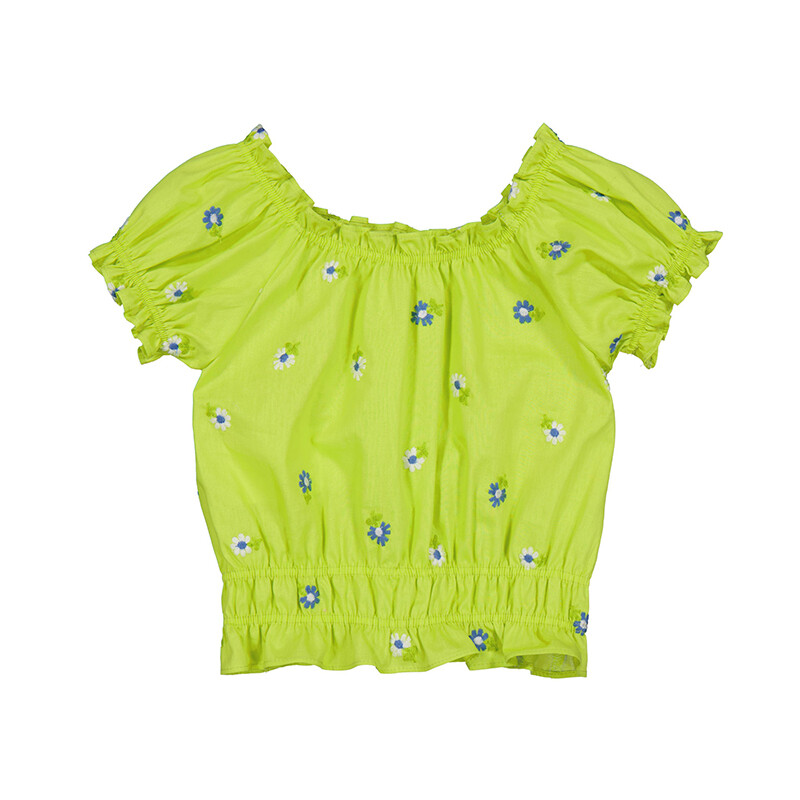 2 Pc Embroidered Top w/ Lime Shorts