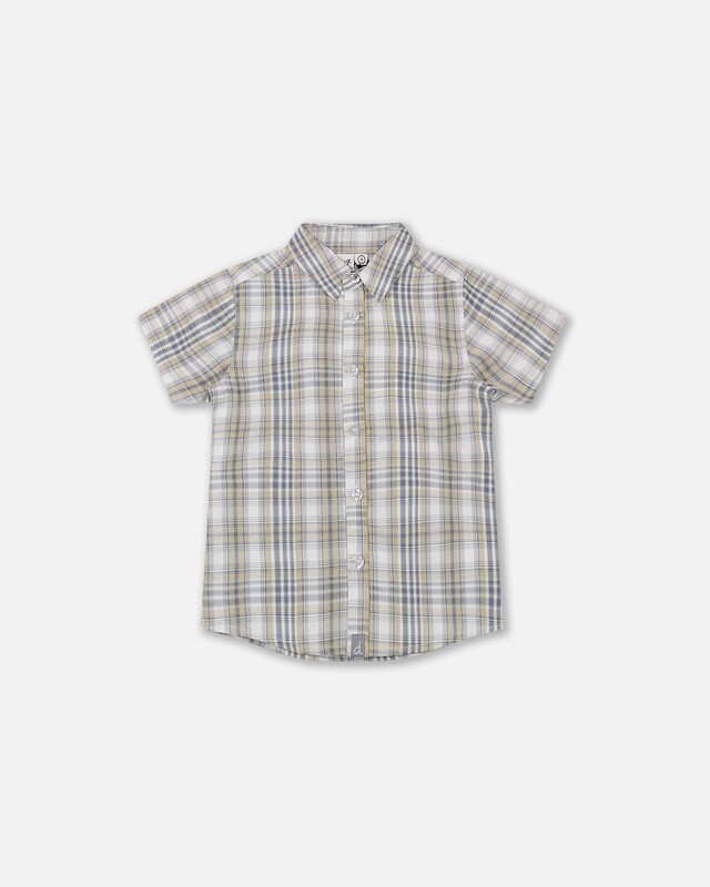 2 Pc SS Plaid Shirt w/ Gray Twill Jogger