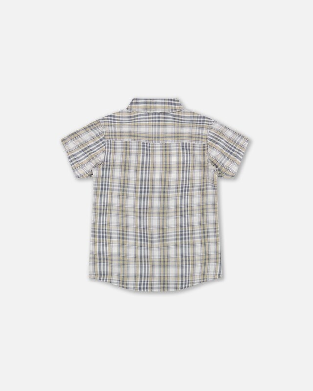 2 Pc SS Plaid Shirt w/ Gray Twill Jogger