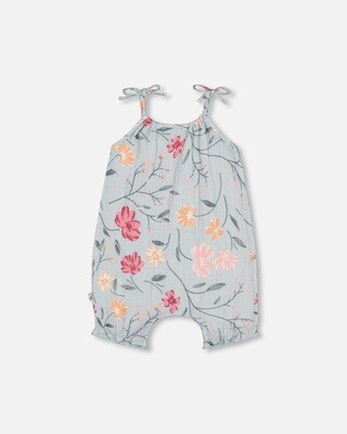 Romper w/Flowers and matching sun Hat