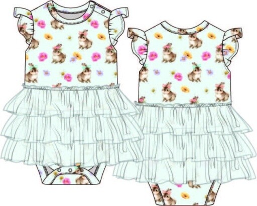 Tinsley Jane - Ruffled Cap Sleeve Tulle Skirt Bodysuit, Size: 3-6 Mos.