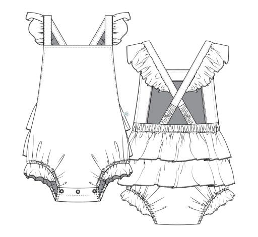 Gaia - Ruffled Strap Bubble Romper, Size: 3-6 Months