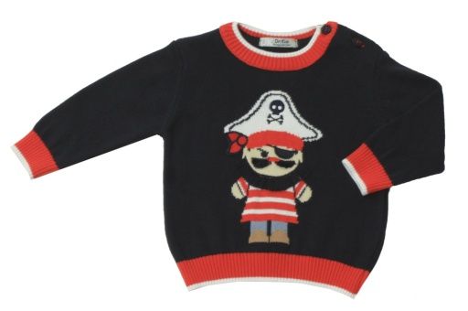 2 Pc Navy Pirate Sweater w/Red Short Set, Size: 6M