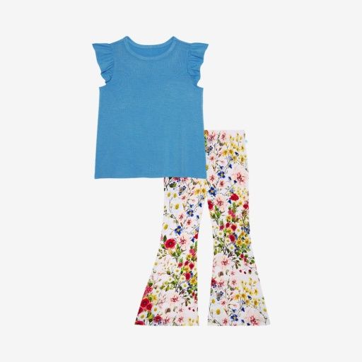 Barbara - Ruffled Cap Sleeve T-shirt &amp; Bell Bottom Set, Size: 2T