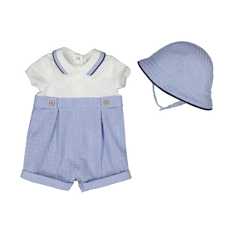 Boys  Blue/ White Seersucker w/Hat