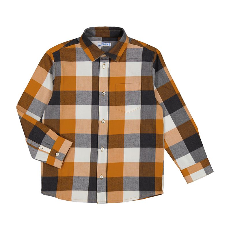 2 Pc Plaid Shirt w/ Tan Pant Set