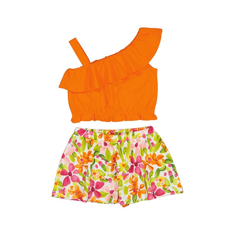 Girls Orange 2 Pc Top w/ Short Set