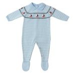 LS Lt Blue Romper w/Boats