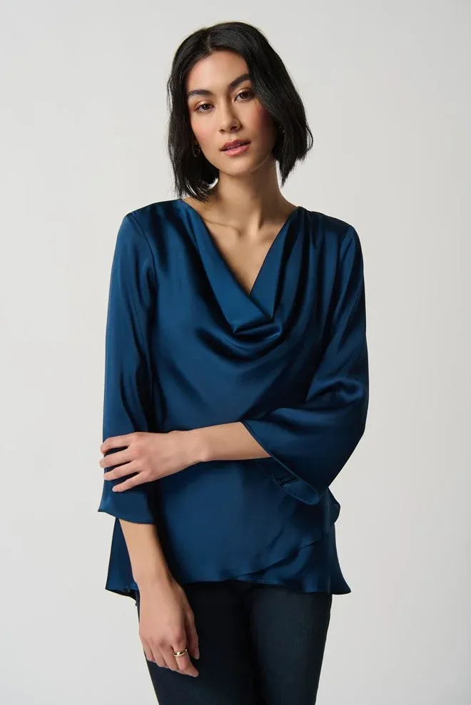 Nightfall Ladies Satin Cowl Neck Top
