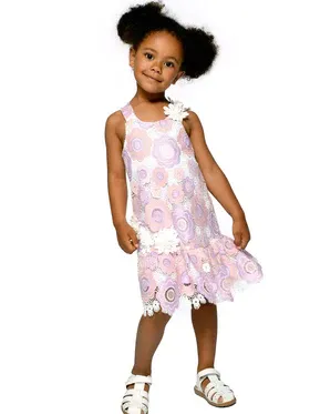 Purple Multi Floral Crochet Dress