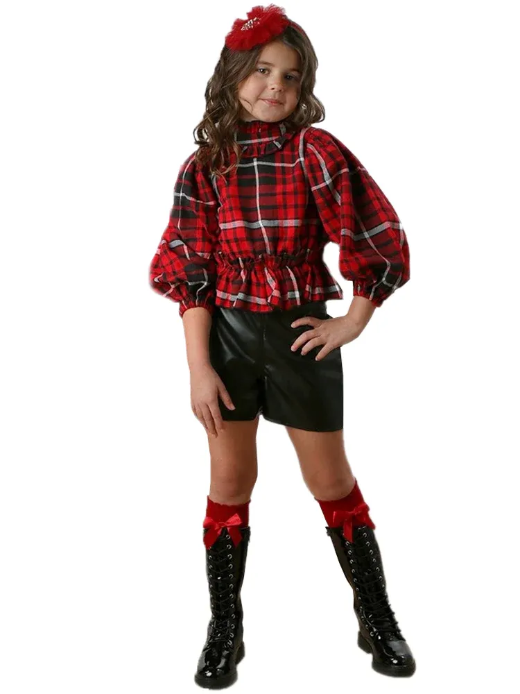 Maloree Ruby Plaid w/Black Shorts