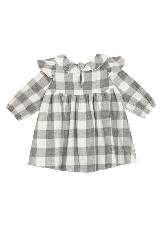 Harper Ash Grey Ruffle Neck Flannel Dress