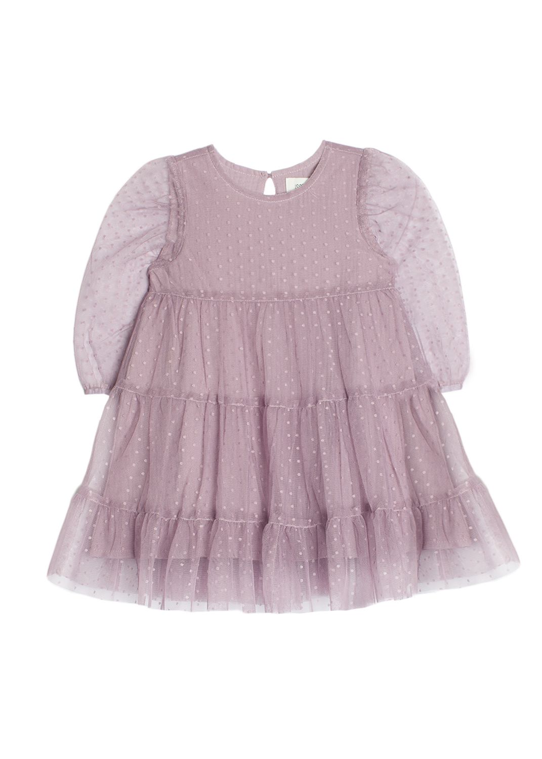 Sweetest Fairy Purple LS Swiss Dot Tulle Dress