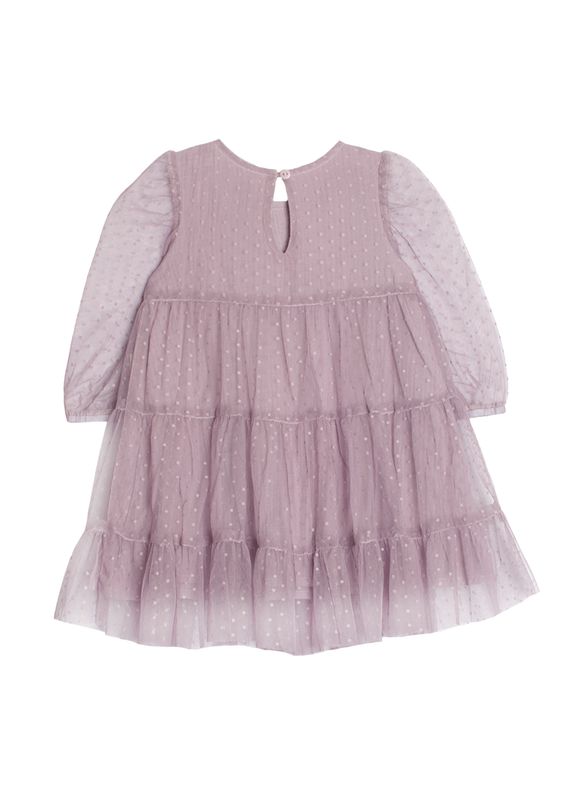 Sweetest Fairy Purple LS Swiss Dot Tulle Dress