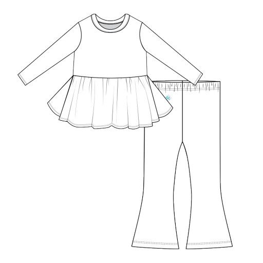 Annie - Long Sleeve Peplum Top and Bell Bottoms, Size: 2T