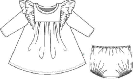 Marqui - 3/4 Sleeve Flutter Dress &amp; Bloomer Set, Size: 3-6 Mos.