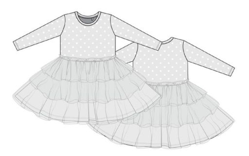 Winifred - Long Sleeve Tulle Dress, Color: BLACK, Size: 2T