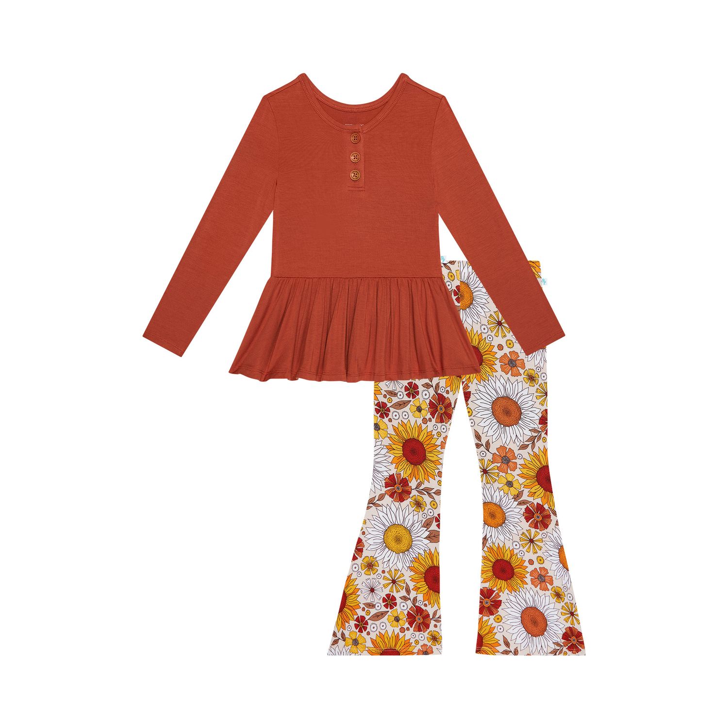 Goldie - 2 Pc LS Henley Top &amp; Bell Bottom, Size: 2