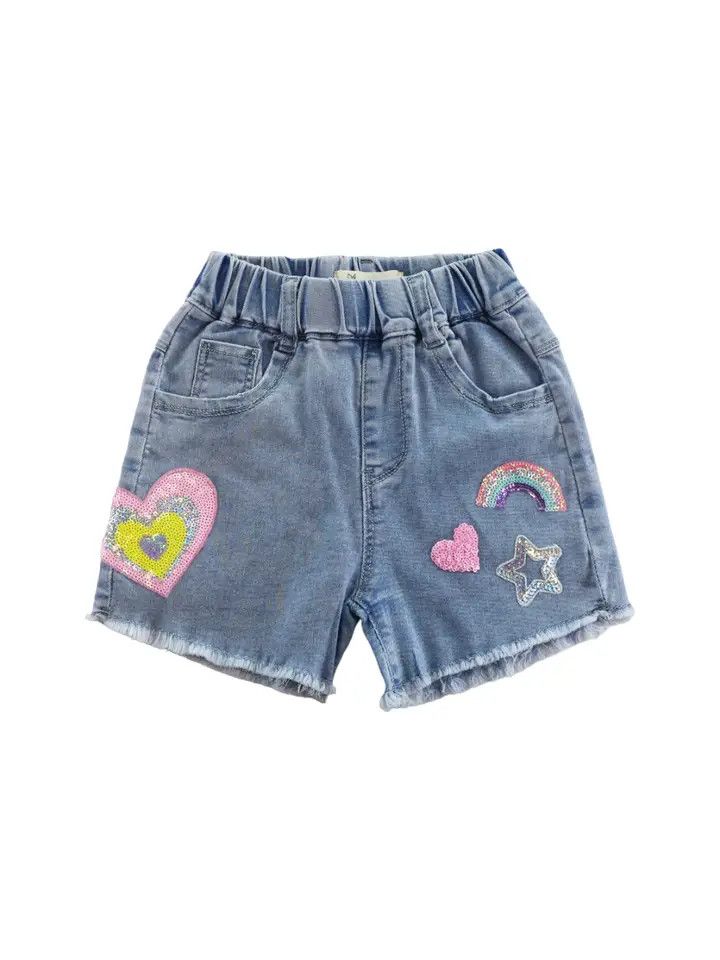 Denim Sequin Short, Size: 2T
