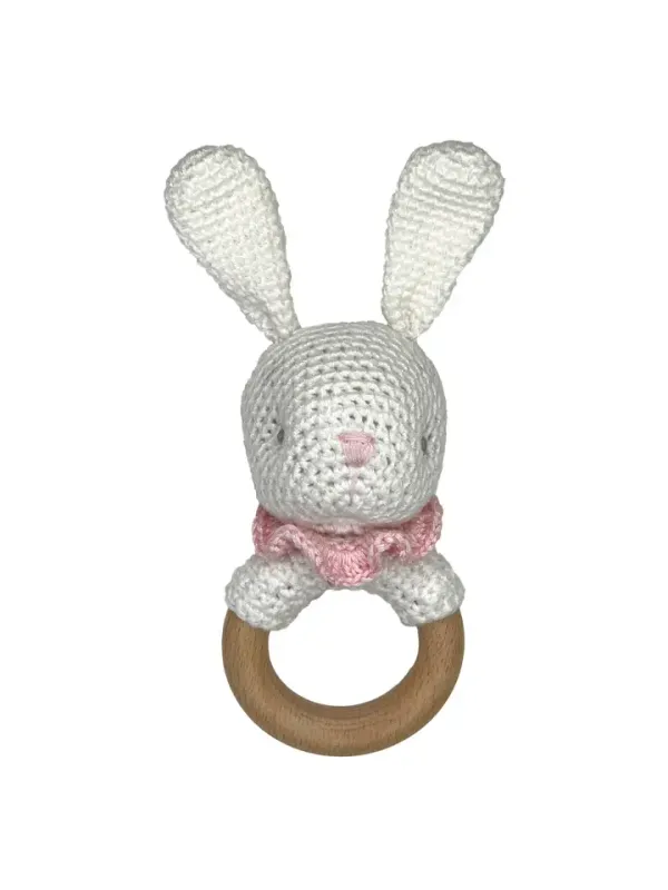 Bunny Bamboo Crochet Woodring Rattle