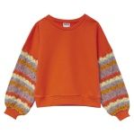 Coral Sweater w Crocheted Sleeves