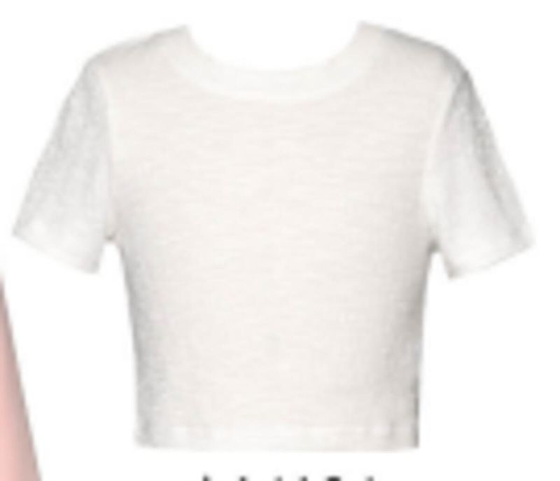 Off White Textured Crop Tee
