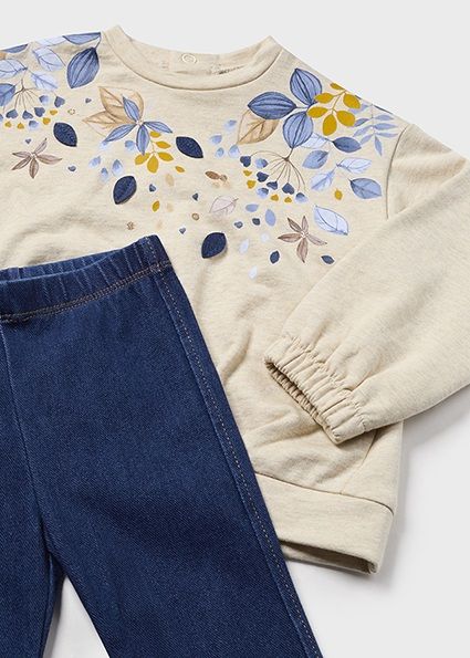 2 Pc Knit Denim Legging Set