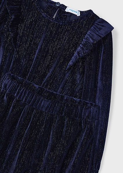 2 Pc Navy Velvet Pant Set