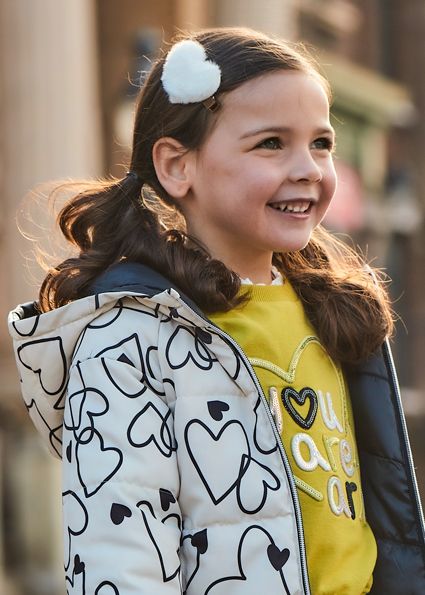 Chickpea &amp; Black Reversible Coat w/Hearts