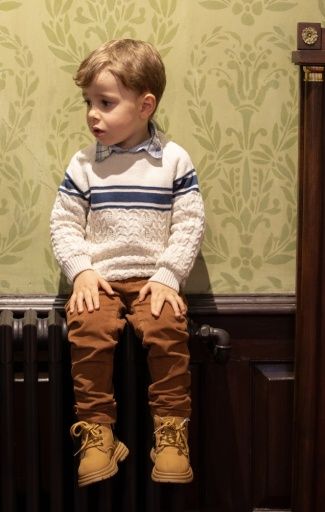 Beige / Navy Sweater, Size: 6M