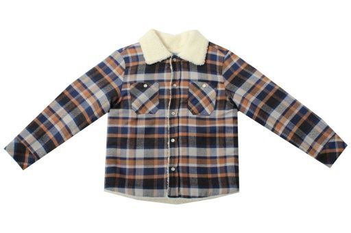 Navy/Orange Plaid Sherpa Lined Jacket, Size: 4Y
