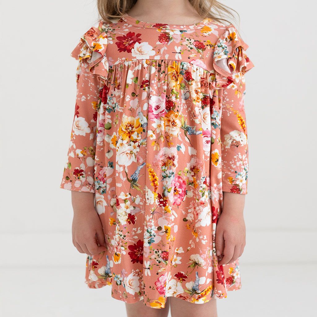 Celia 3/4 Sleeve Flutter Dress