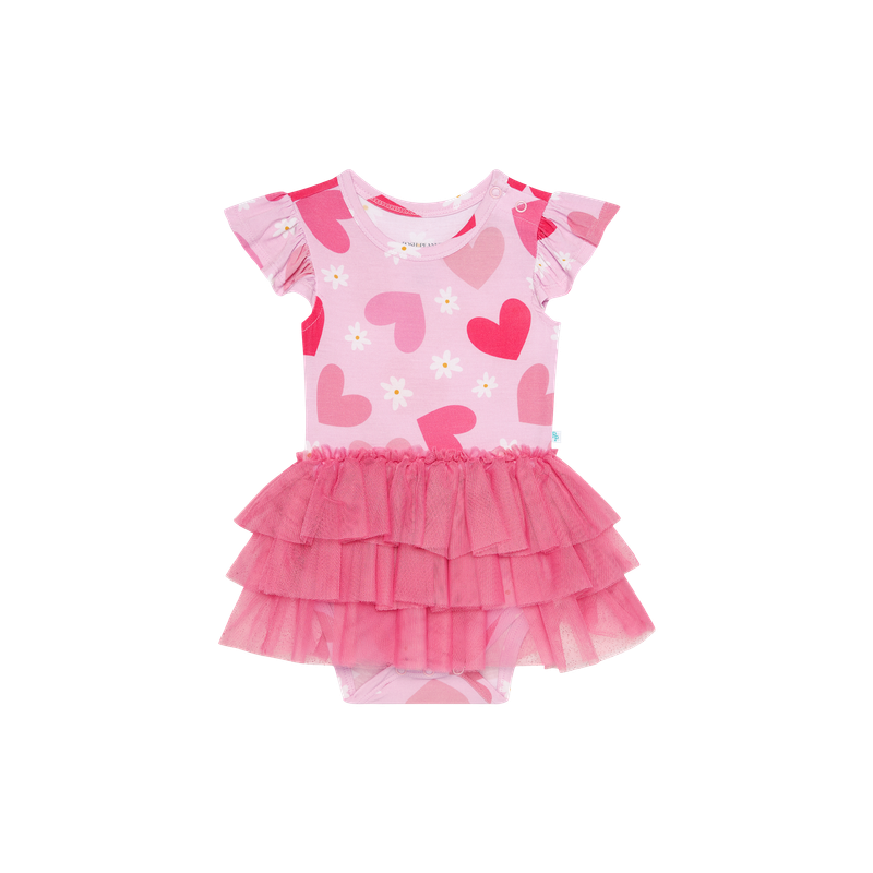Daisy Love - Ruffled Cap Sleeve Tulle Skirt Bodysuit