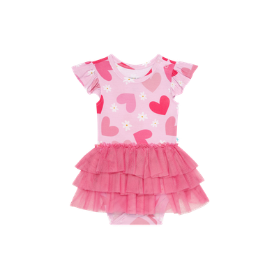 Daisy Love - Ruffled Cap Sleeve Tulle Skirt Bodysuit