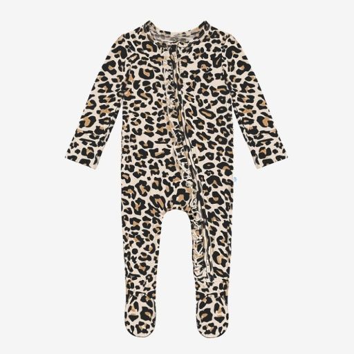 Lana Leopard - Footie Ruffled Zippered One Piece, Size: 3-6 Months
