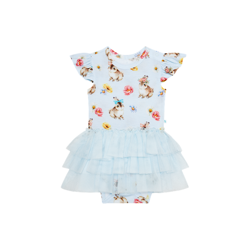 Tinsley Jane - Ruffled Cap Sleeve Tulle Skirt Bodysuit