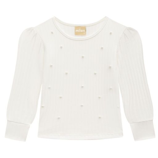 LS Top White w/Pearls, Size: 4