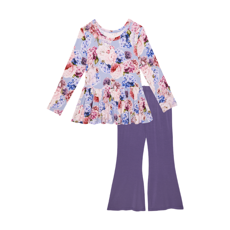 Annie - Long Sleeve Peplum Top and Bell Bottoms