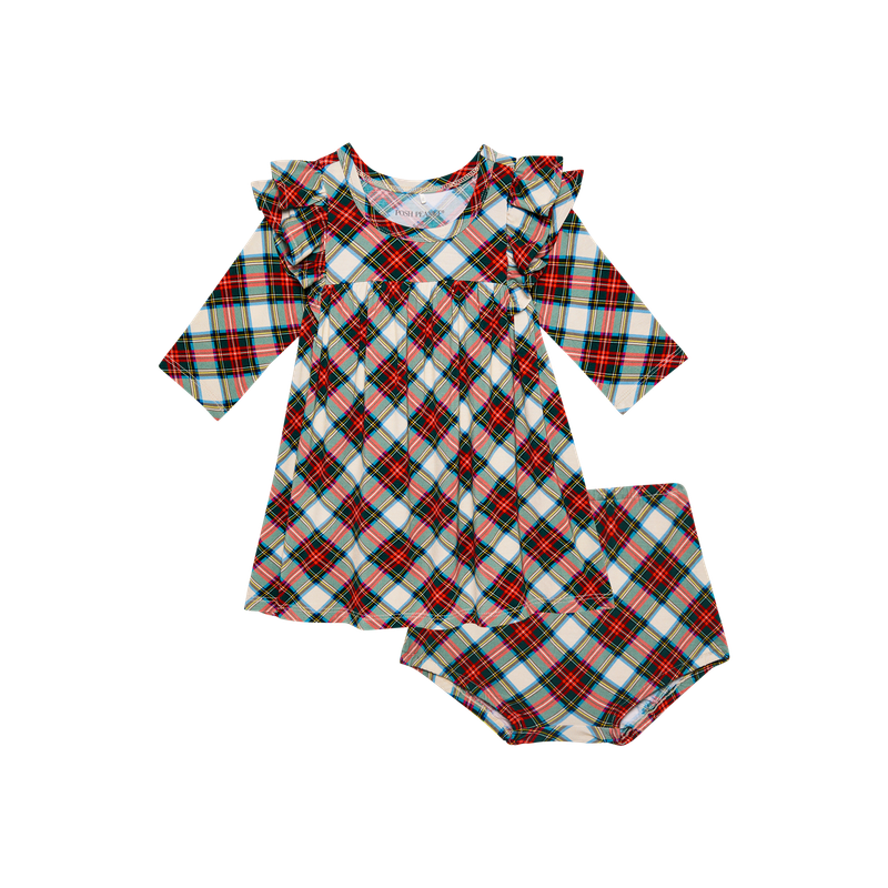 Marqui - 3/4 Sleeve Flutter Dress &amp; Bloomer Set