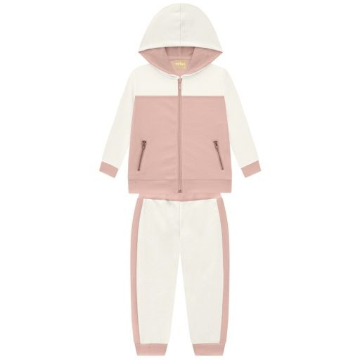 2 Pc Pink/Cream Velour Jogging Set, Size: 2