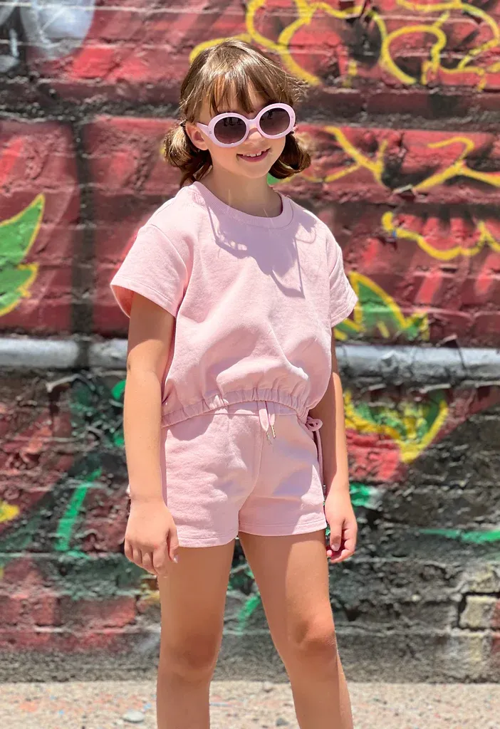 Blush Ruched Top w/Short Set