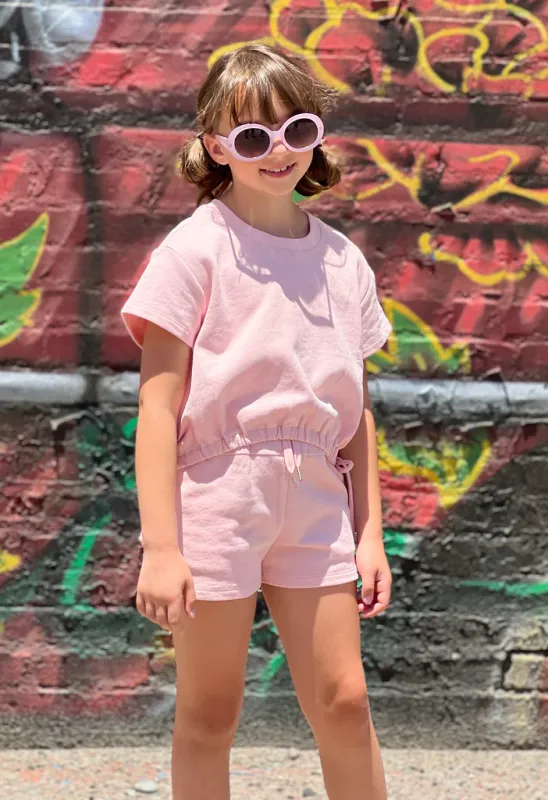 Blush Ruched Top w/Short Set