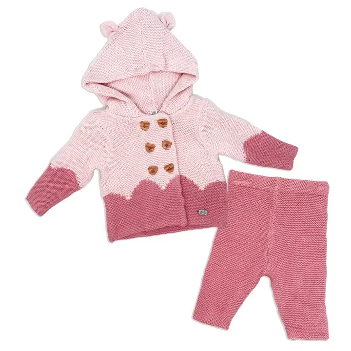 2 Pc Knit Set, Color: Pink on Pink, Size: 0-3m
