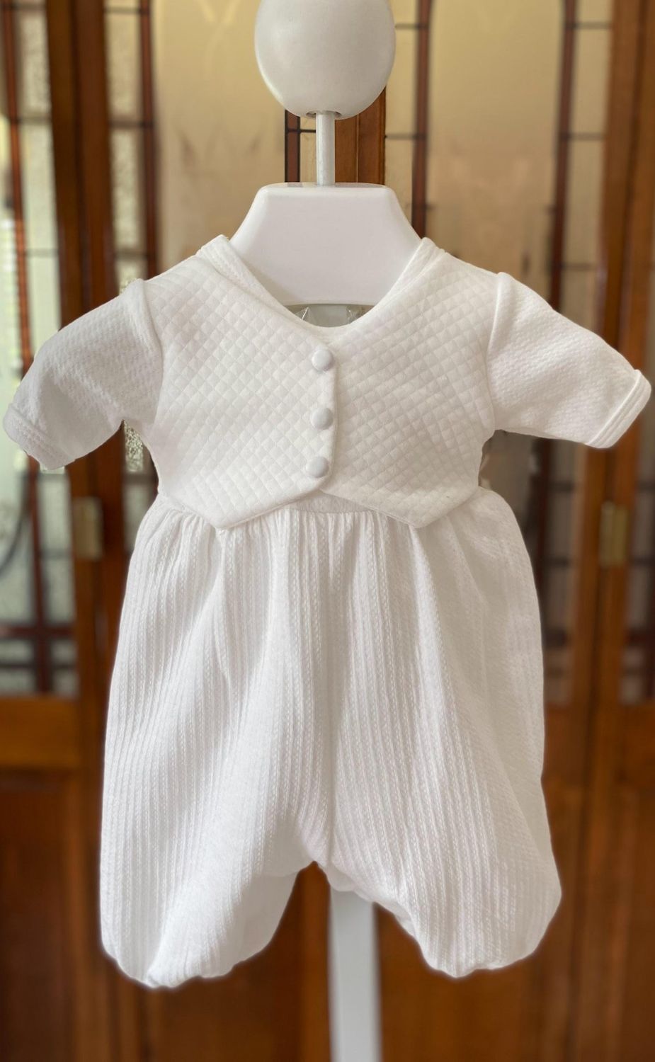 2 Pc White Romper Vest w/Hat