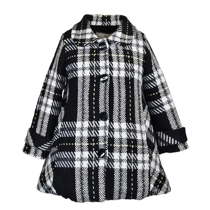 Blk/Gold Plaid Button up Car Coat