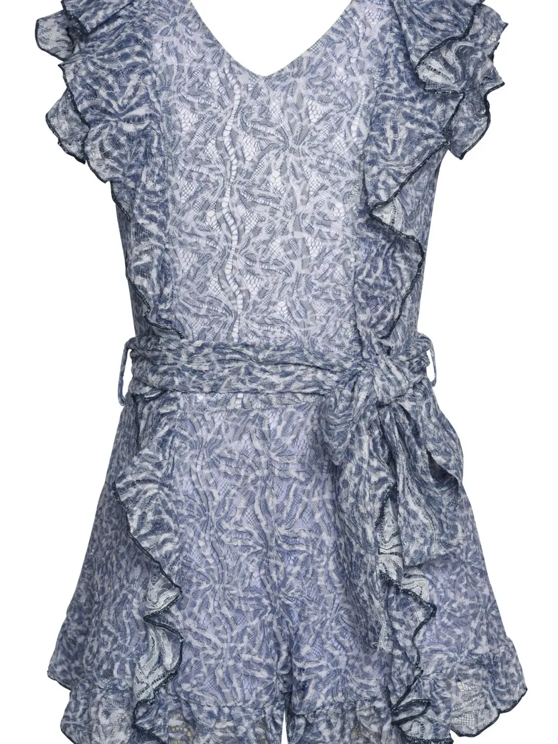 Lace Romper w/Ruffle and Tie Waist